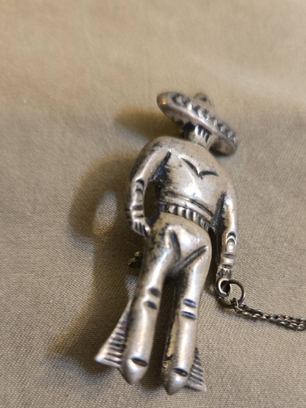 Sterling Silver Mexico Charro & Donkey Brooch - Silver - Picture 4 of 7